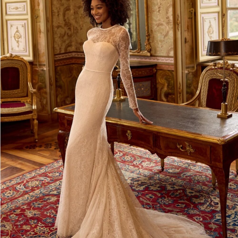 Ines Di Santo Entasis Lace Wedding Gown | NWT | Long Sleeve Illusion $4K Retail